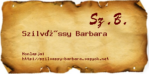 Szilvássy Barbara névjegykártya
