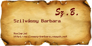 Szilvássy Barbara névjegykártya